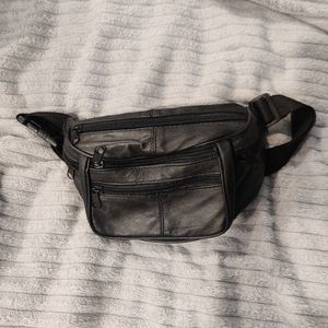 Black Leather Fanny Pack
